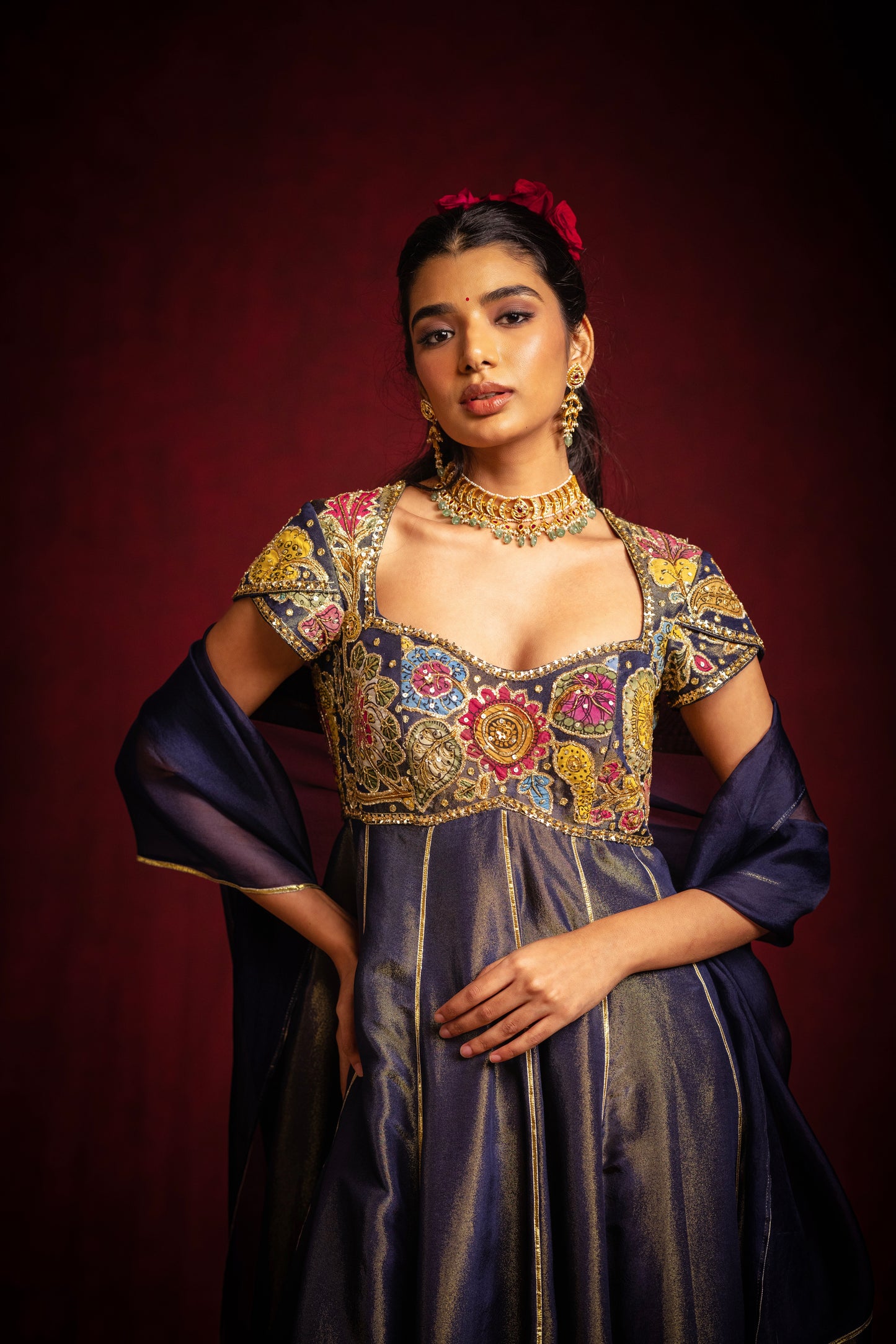 Navy Blue Anarkhali set