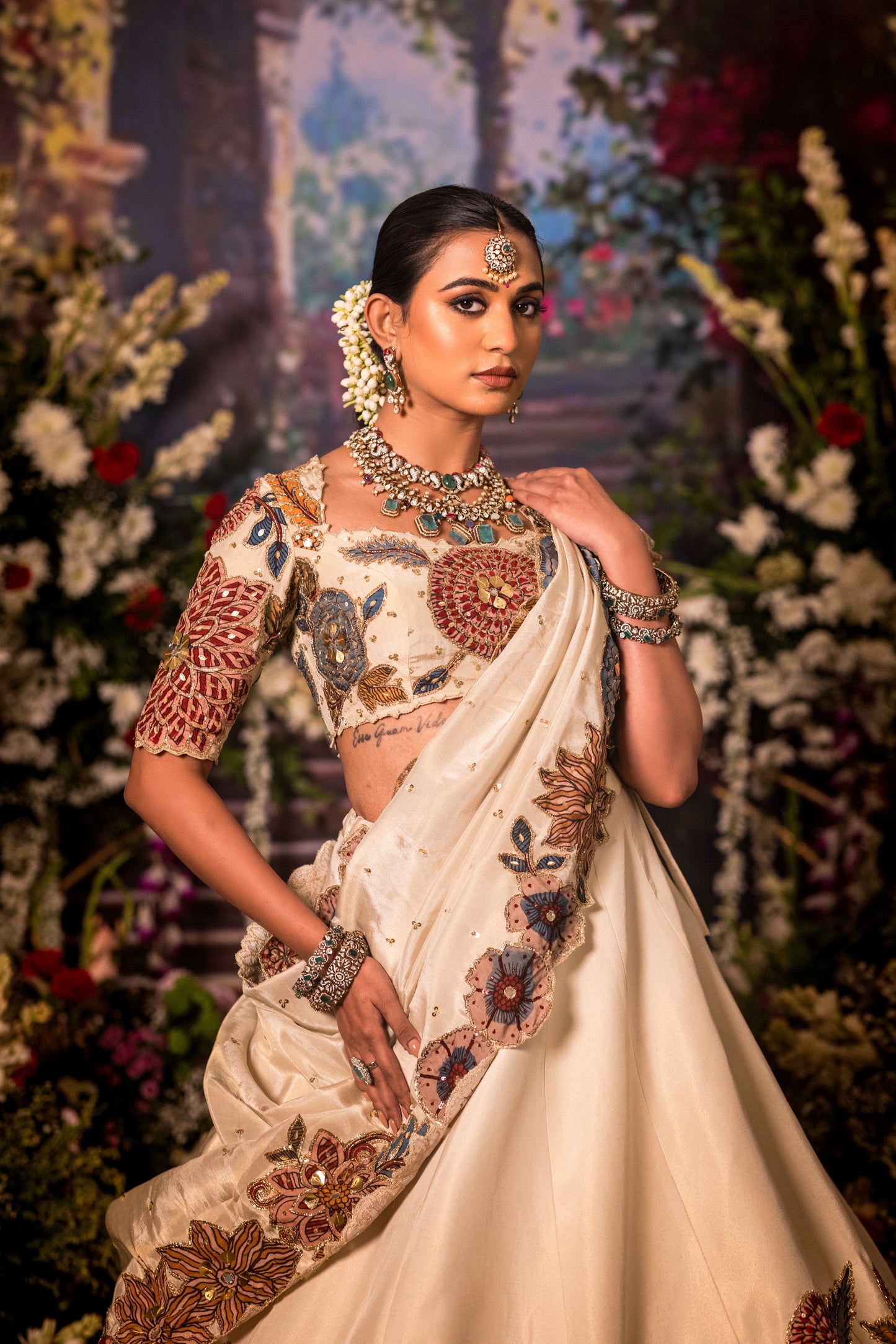 Ivory Floral Lehenga set