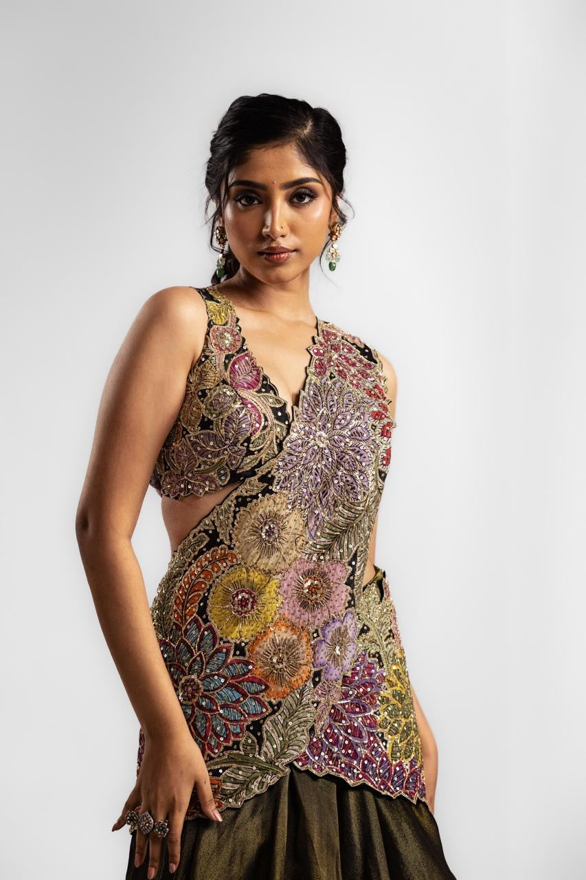 Black tissue skirt set