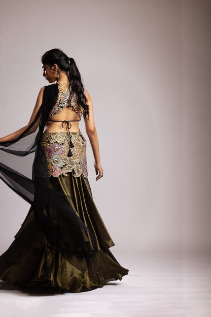 Black tissue skirt set