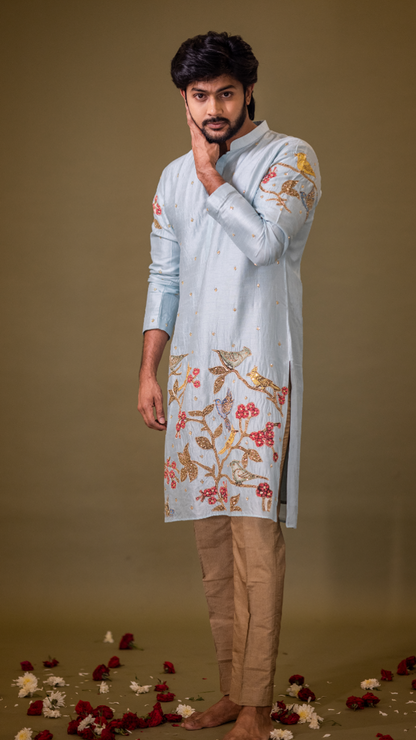 BLUE BIRDS KURTHA SET