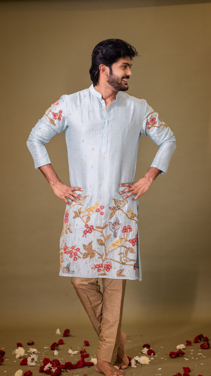 BLUE BIRDS KURTHA SET