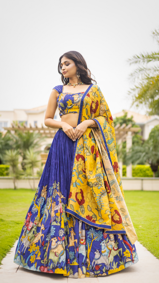 BLUE DEERS AND ELEPHANTS LEHENGA SET