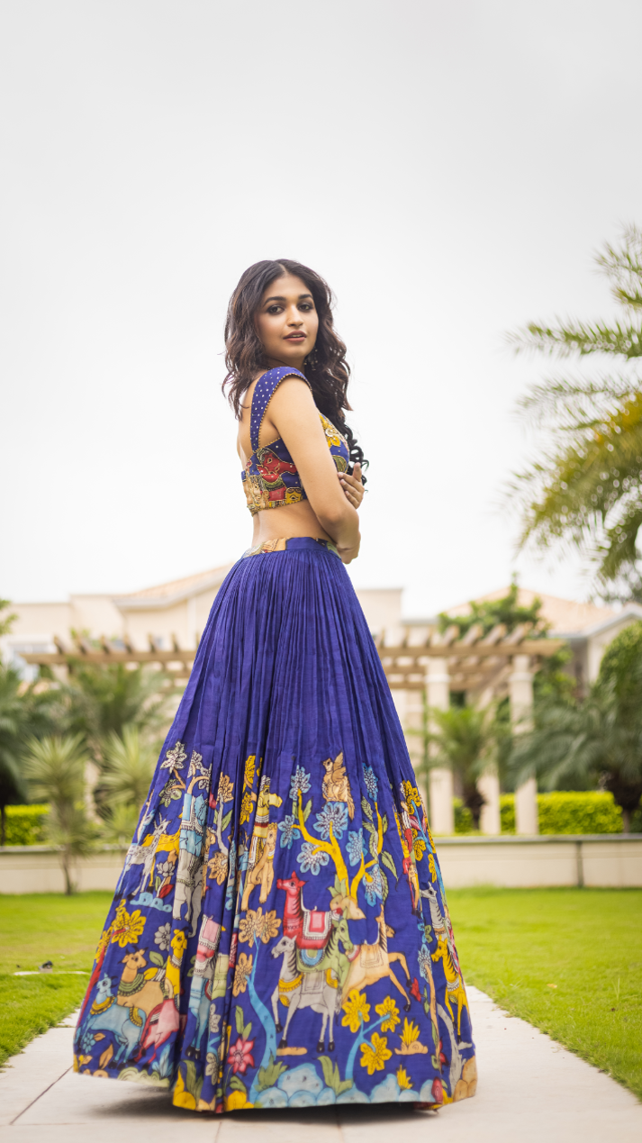 BLUE DEERS AND ELEPHANTS LEHENGA SET