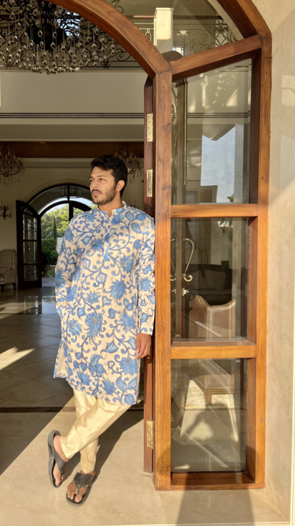 BLUE KALAMKARI KURTHA SET