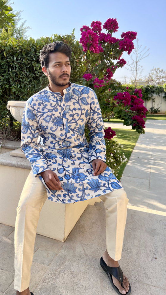 BLUE KALAMKARI KURTHA SET