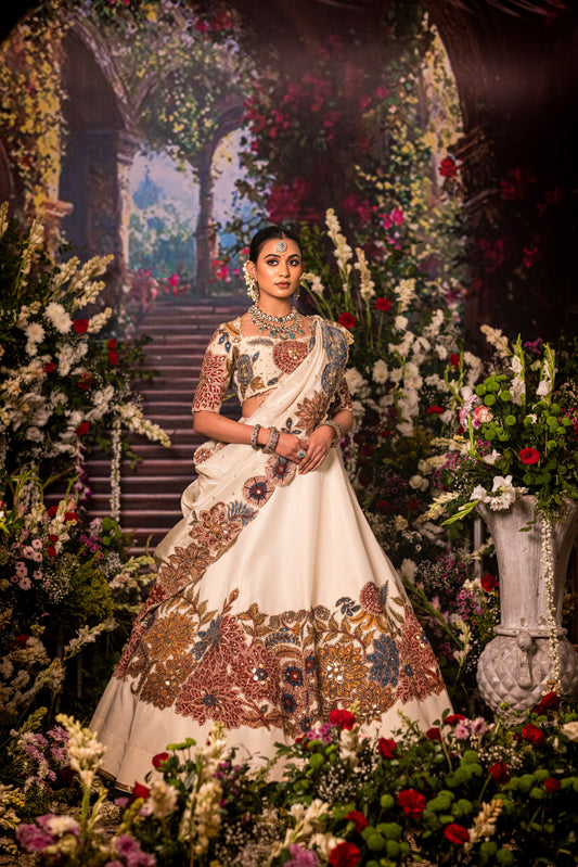 Ivory Floral Lehenga set