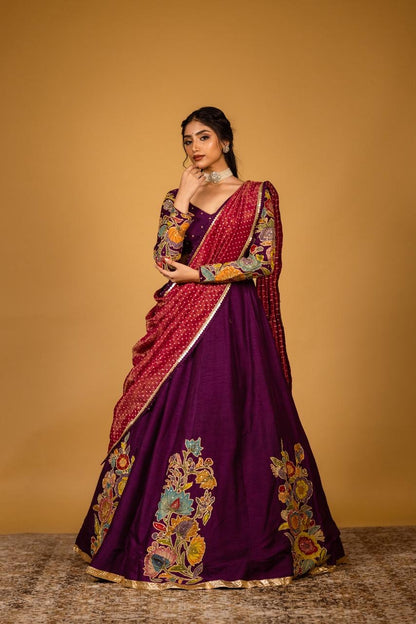 Purple floral lehenga