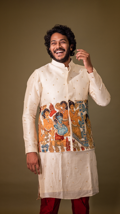 CREAM AJANTHA BANDI KURTHA SET