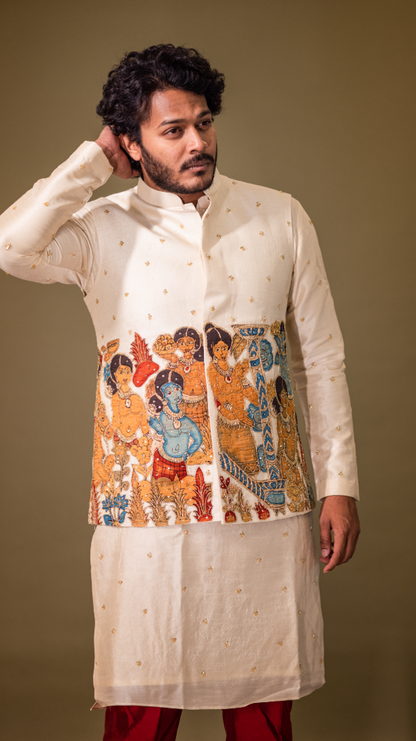 CREAM AJANTHA BANDI KURTHA SET