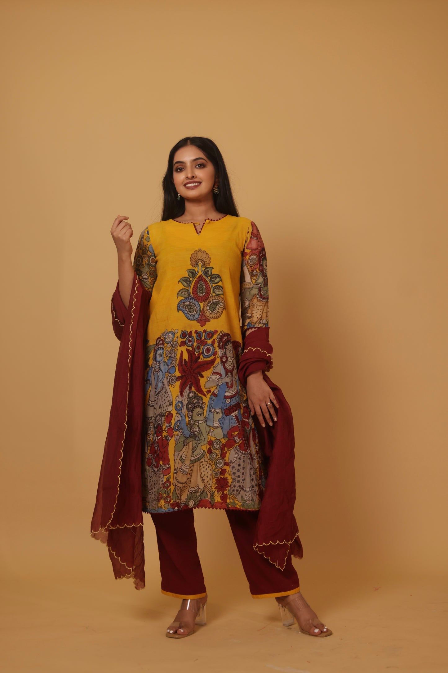 Yellow Ganesha kurti set