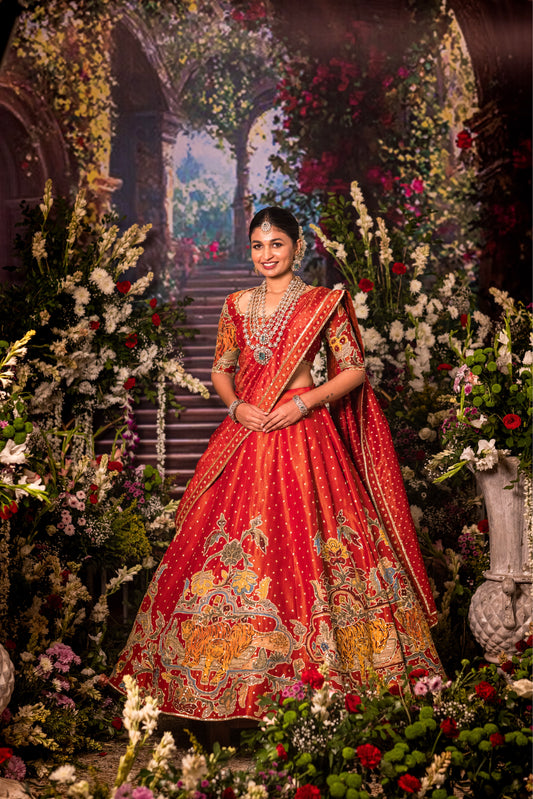 Red Bengal Tiger Lehenga set