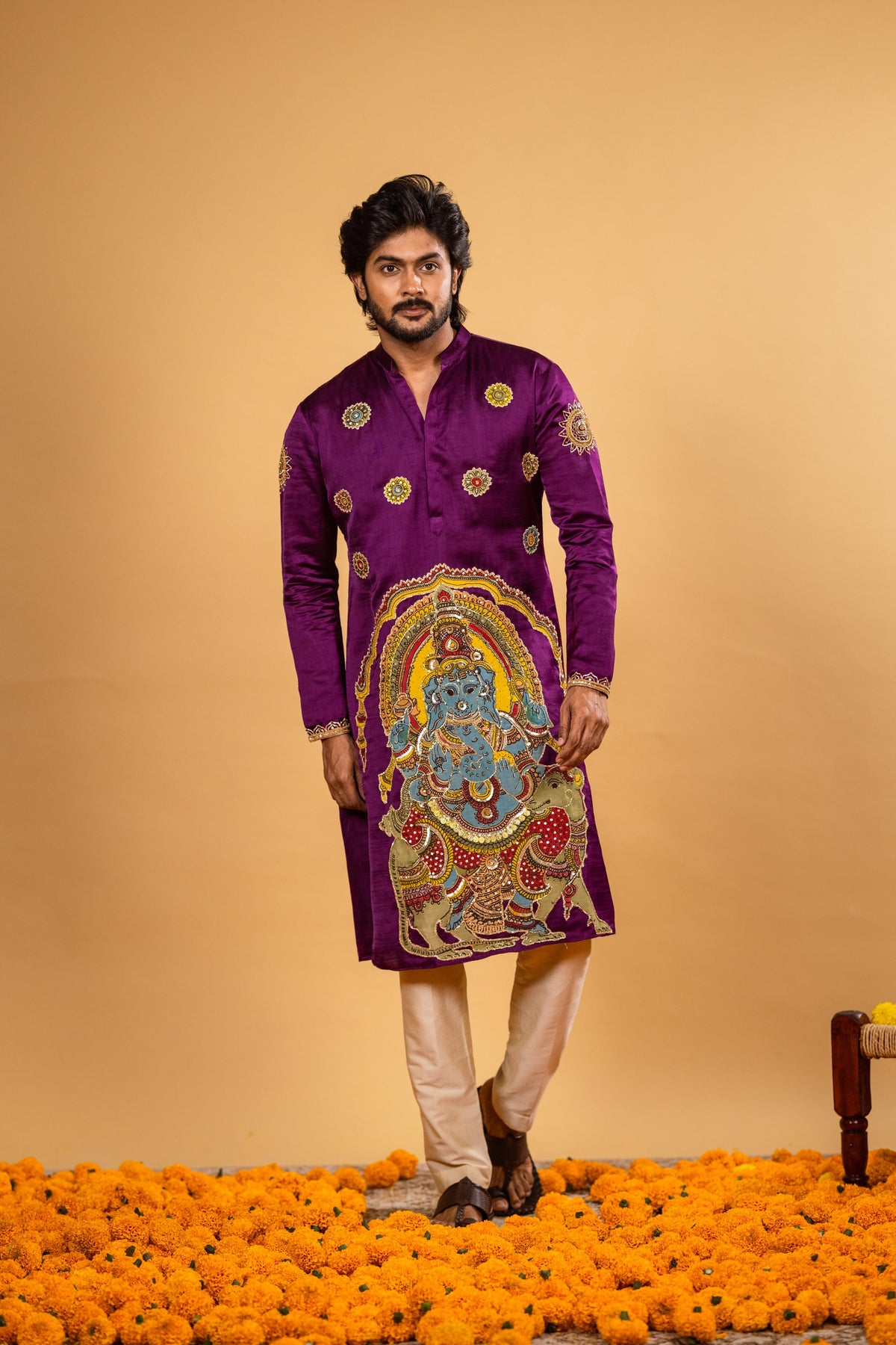 Purple  ganesh kurta