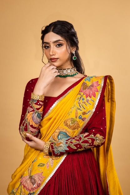 Red/ yellow lehenga