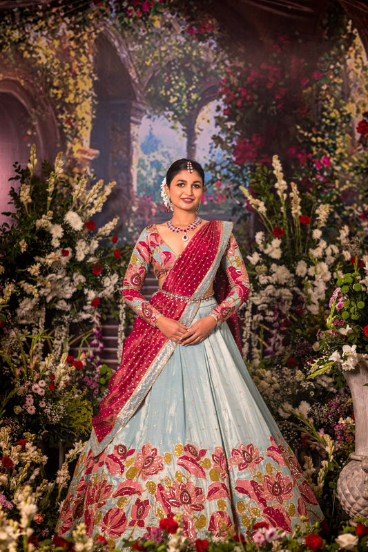Blue Lotus Lehenga set