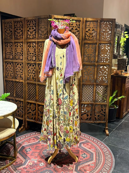 Hand painted floral anarkhali