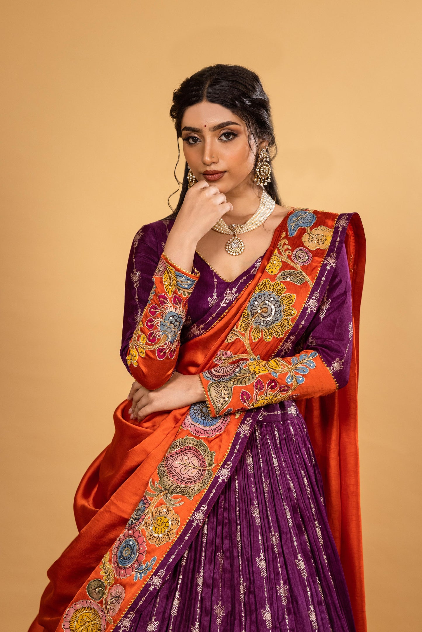 Purple Benarasi lehenga