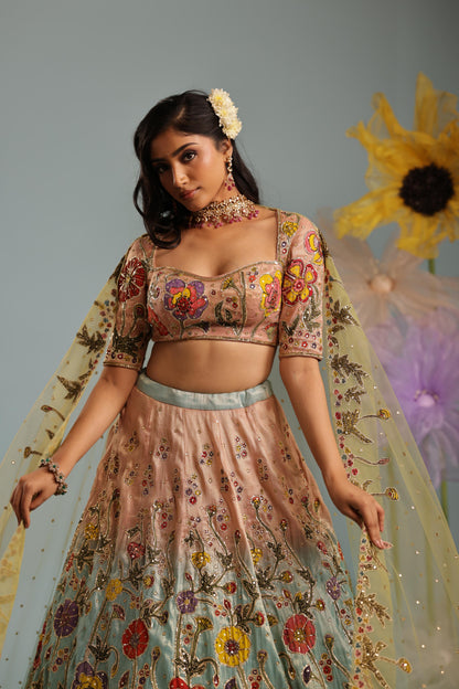 Tricolour garden lehenga set