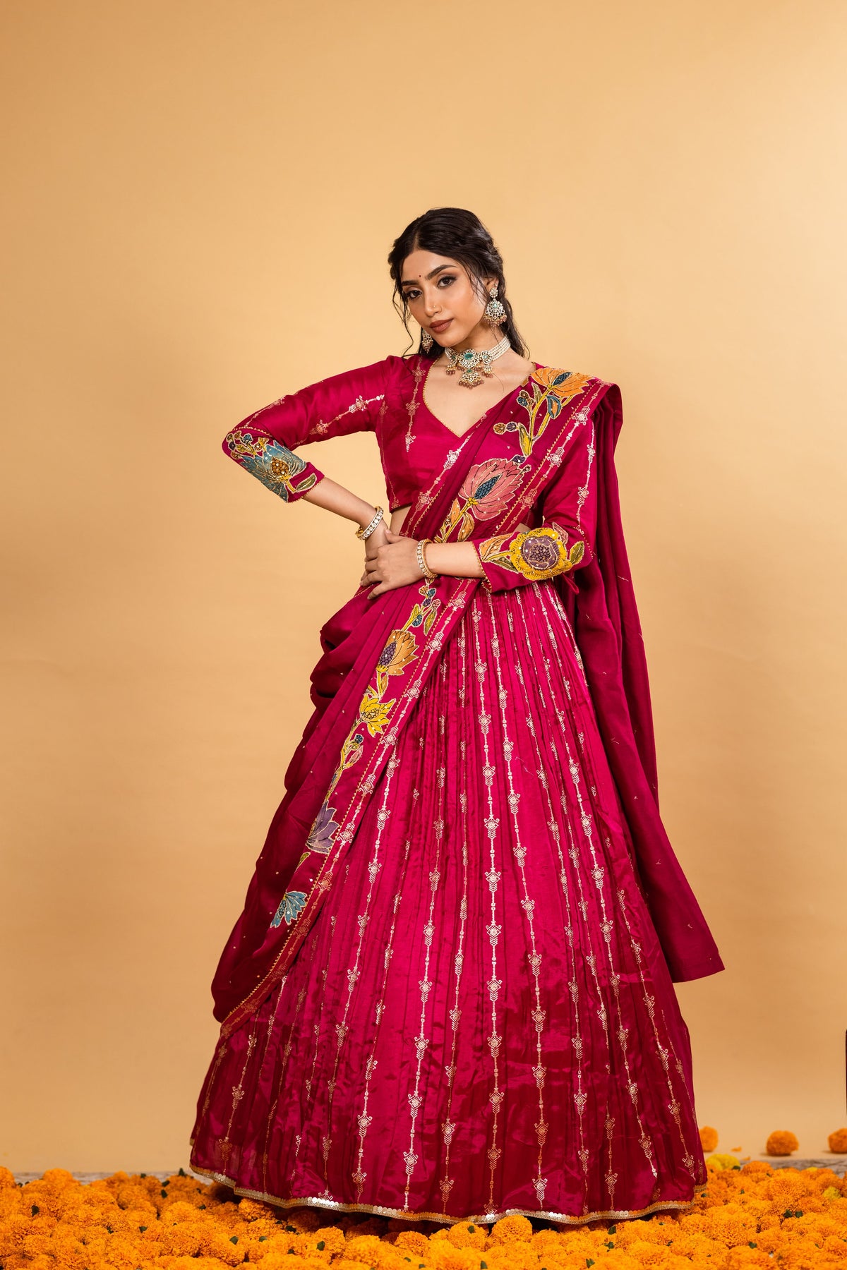 Pink benarasi lehenga