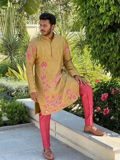 GOLD & PINK KURTHA SET