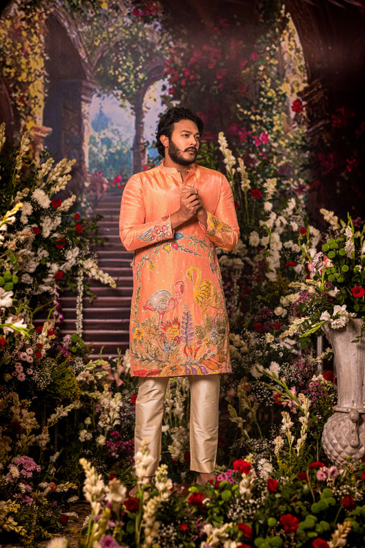 Pink Flamingo kurtha set