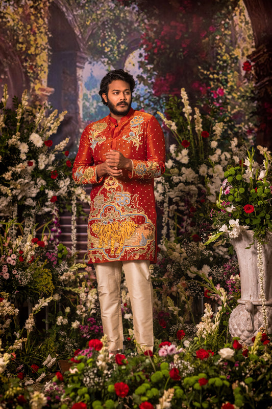 Red Bengal Tiger kurtha set