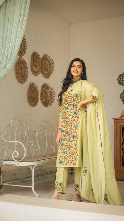 PISTACHIO HIBUSCUS KURTI SET