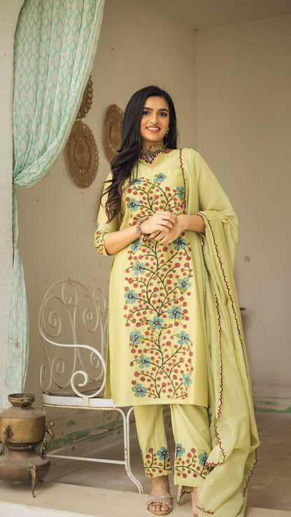 PISTACHIO HIBUSCUS KURTI SET