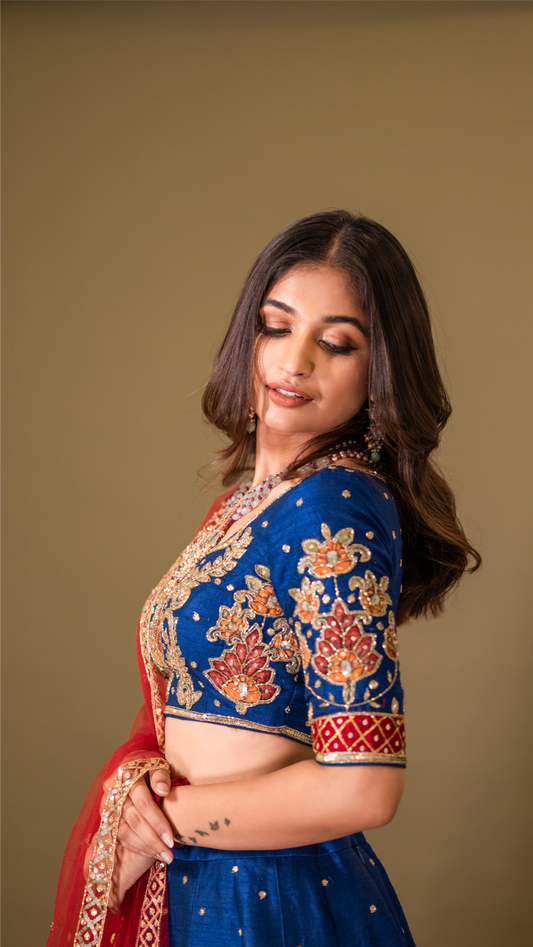 INDIGO FLORAL LEHENGA SET