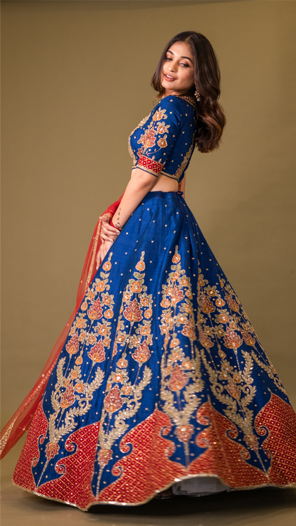 INDIGO FLORAL LEHENGA SET