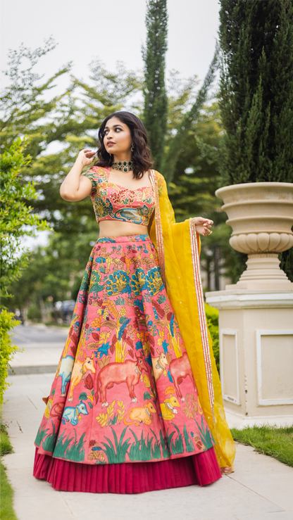 PEACOCKS & COWS LEHENGA SET