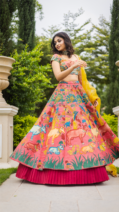 PEACOCKS & COWS LEHENGA SET