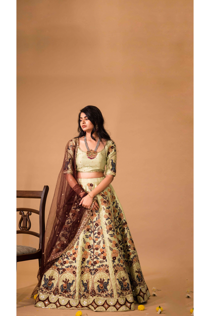 PISTA GREEN ELEPHANT LEHENGA