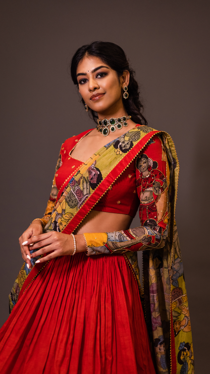 RED AJANTHA LEHENGA SET