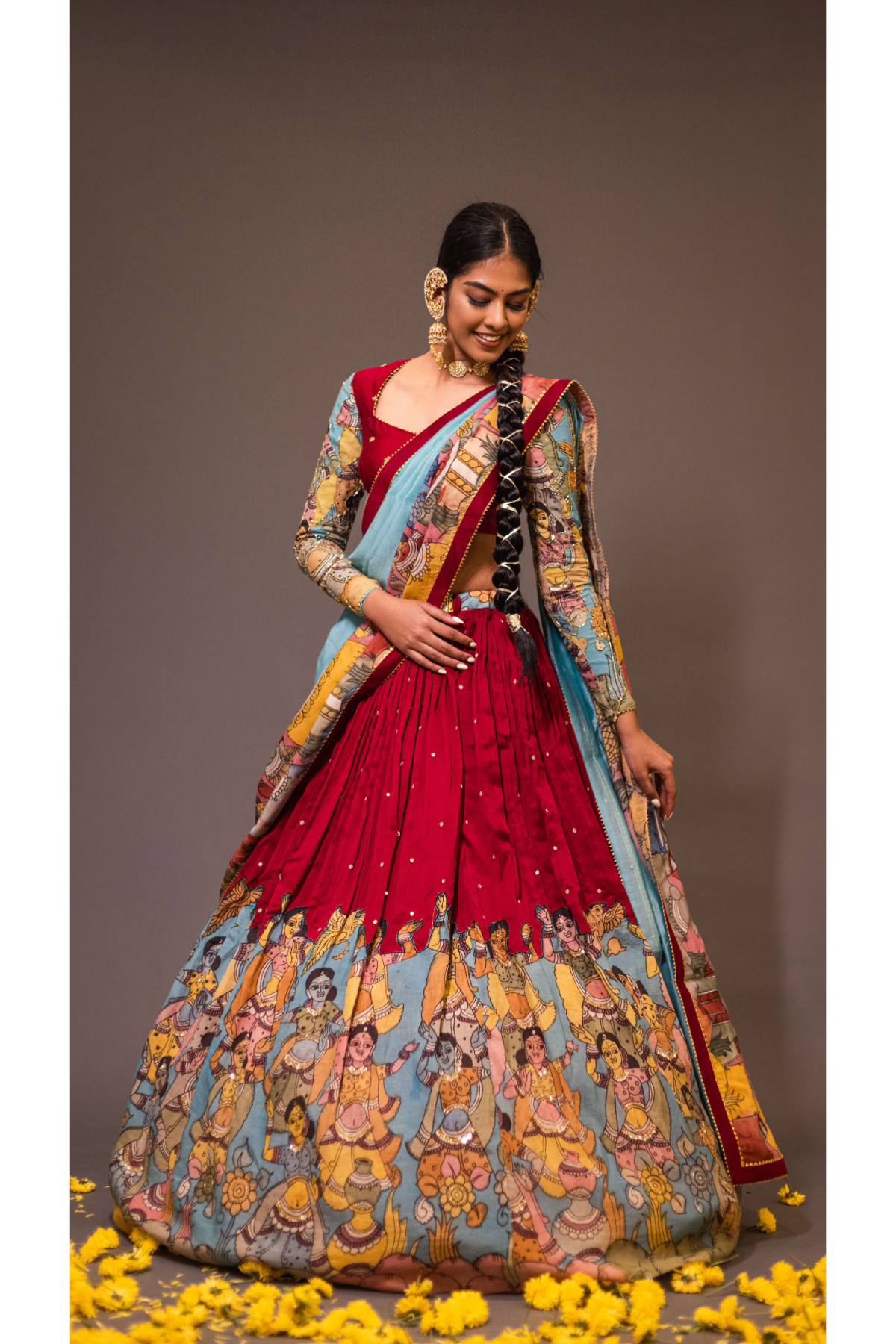 RED & BLUE LEHENGA SET